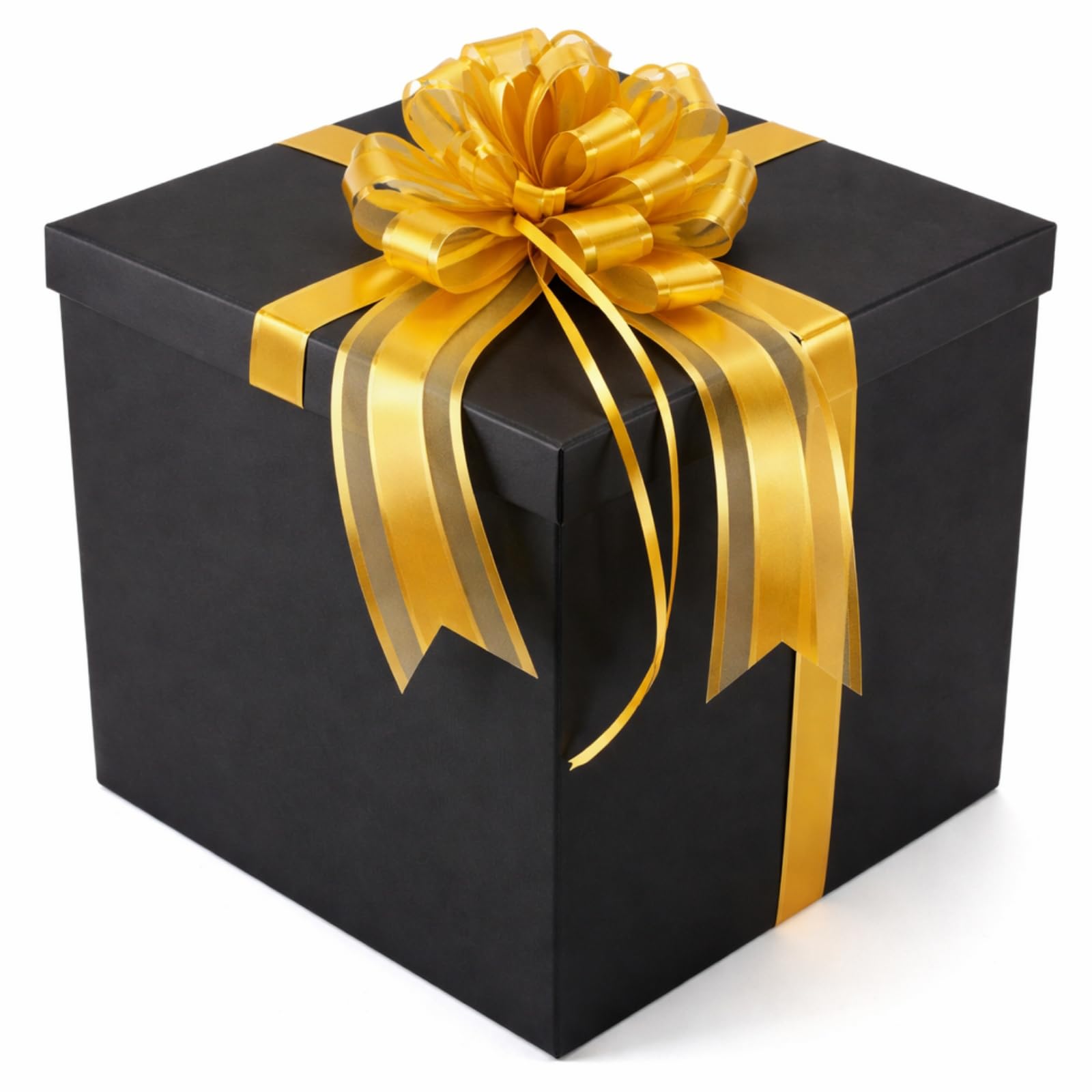 Kolldenn Extra große Geschenkbox mit Deckel, 50,8 x 50,8 x 50,8 cm, schwarze riesige Geschenkbox für Geschlechtsoffenbarung, große Geschenke mit Schleifen und Bändern für Geburtstag, besondere Feiern