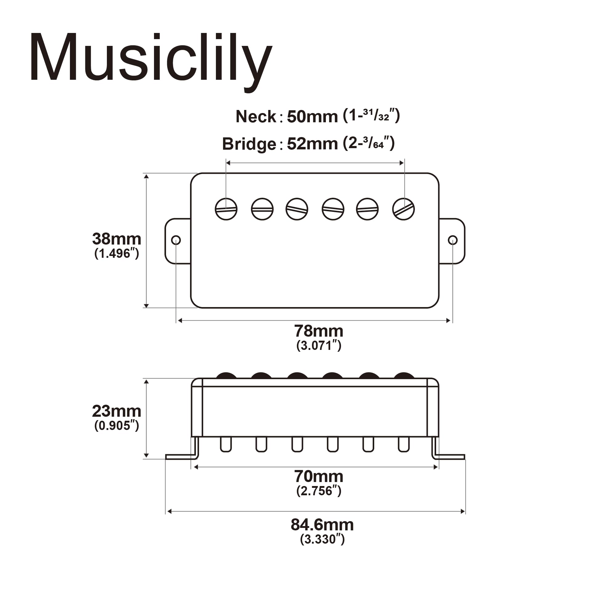 The Revival Pickups RPH3 Alnico II Pastillas Humbucker Mástil Puente Pickups Set para Guitarra Eléctrica, Nickel
