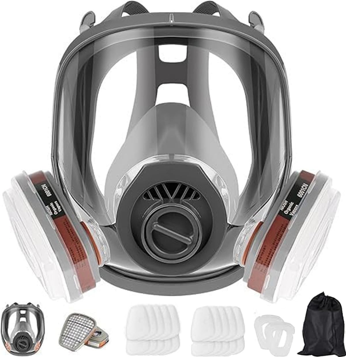 Masque respiratoire complet et 22 filtres, protection d'objectif, masque anti-poussière, protection respiratoire pour peinture, ponçage et polissage