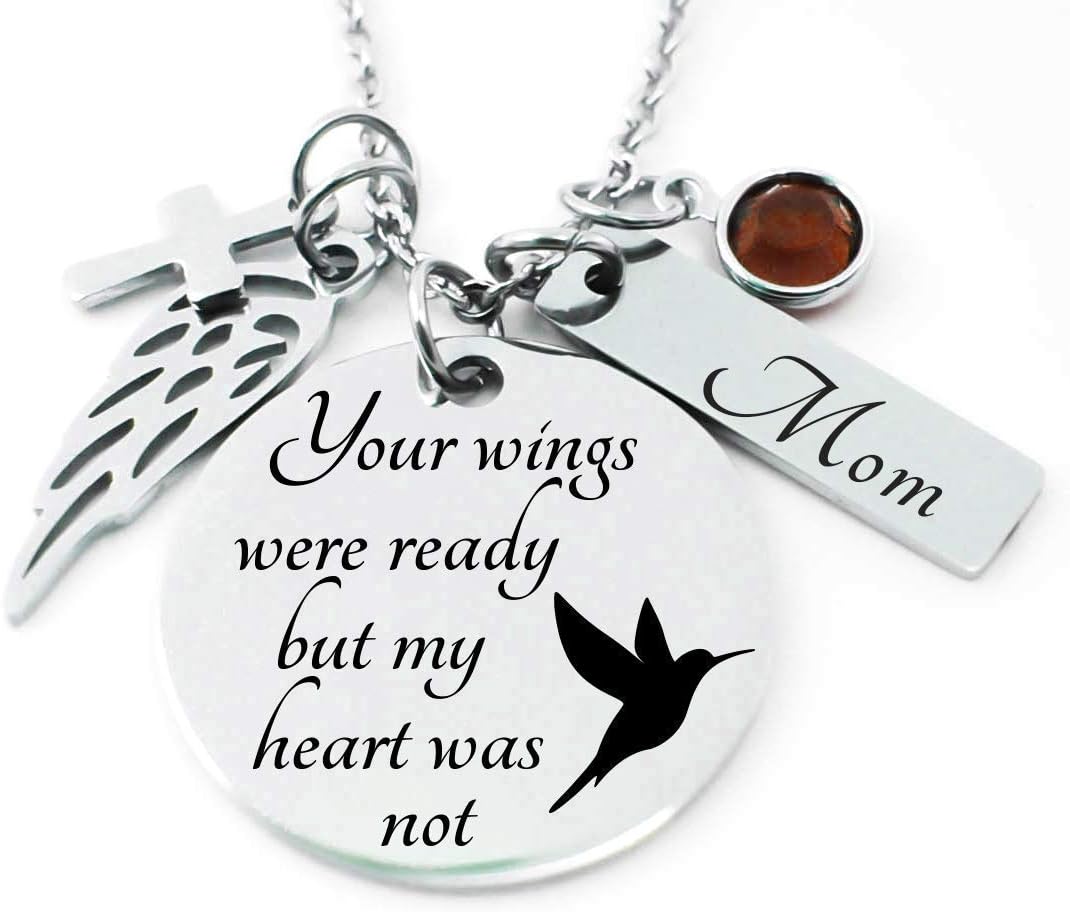 Memorial Jewelry, Stainless Steel Pendant, Necklace,Your Wings Were Ready, But My Heart Was Not, Child loss, Lose of Loved One