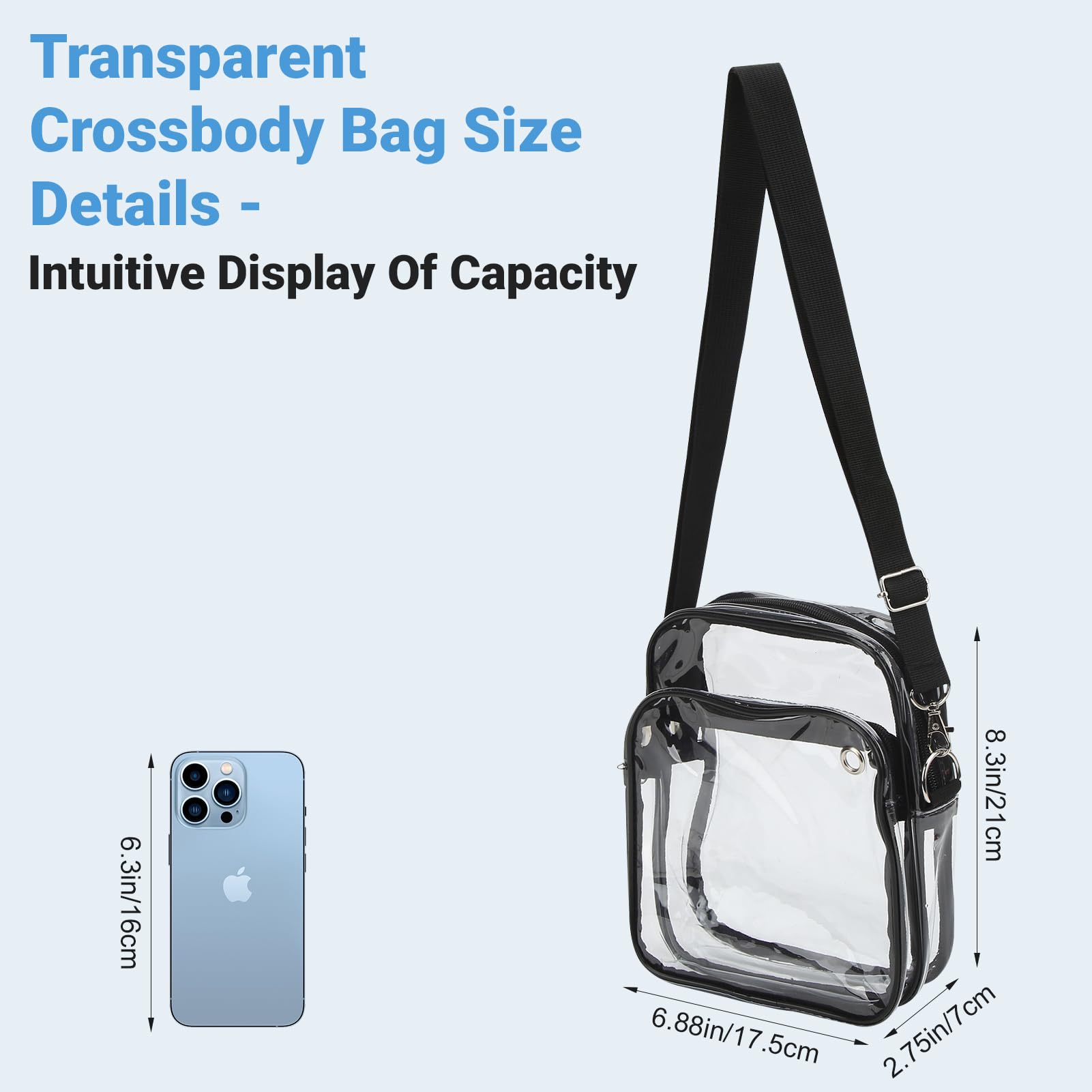 plplaaoo Borsa da Stadio Trasparente, Borsa Grande a Tracolla Trasparente, Borsa a Tracolla Trasparente a Tracolla, Regolazione in PVC antisporco e Borsa a Tracolla Trasparente Resistente all'Acqua