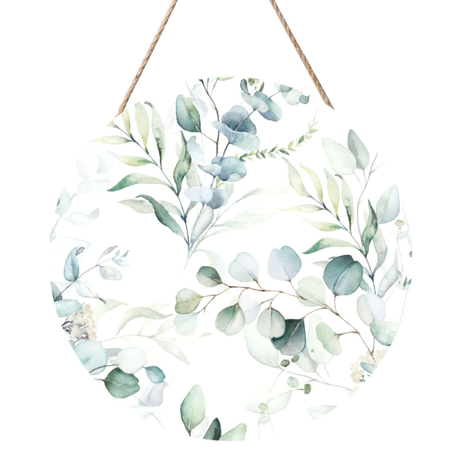 InOmak Art Watercolor Leaf, Round Wood Panel Painting 12 in, Wall Hanging Painting For Home