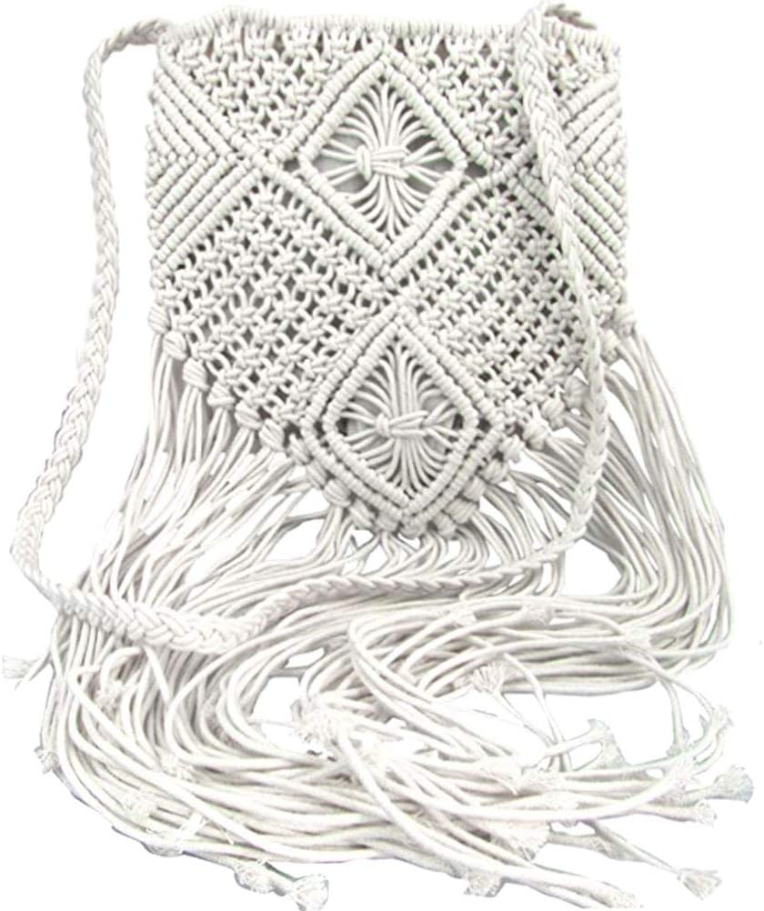 Women Crochet Shoulder Bag Abuyall Hollow Out Fringe Bohemian Tassel Beach Bag