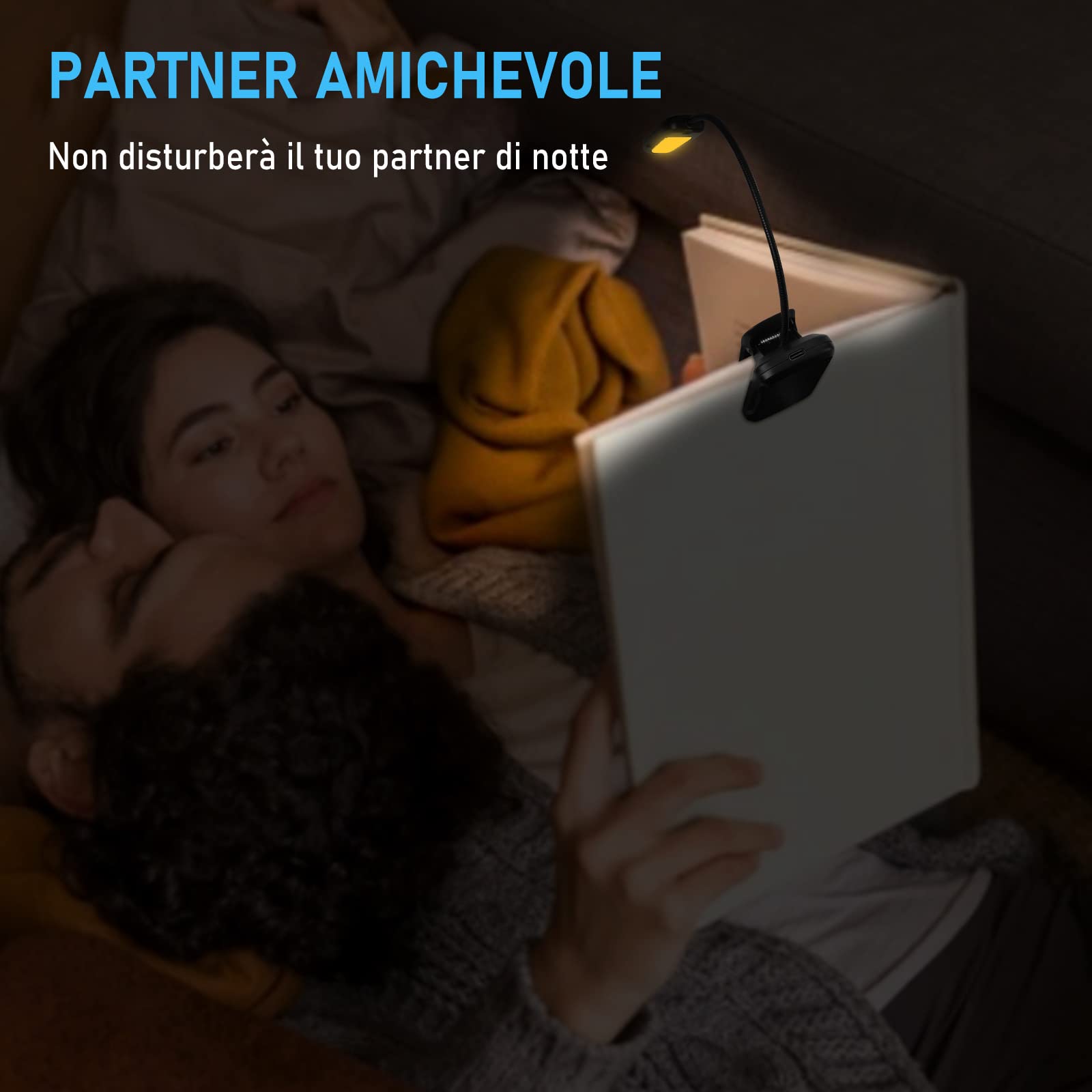 Diboniur Luz Lectura, Lampara Libro Lectura USB Recargable, Luz para Leer con 3 Modos (Blanco/Cálido/Blanco Cálido), Batería de Larga Duración para Leer Libros en la Cama, Viajes