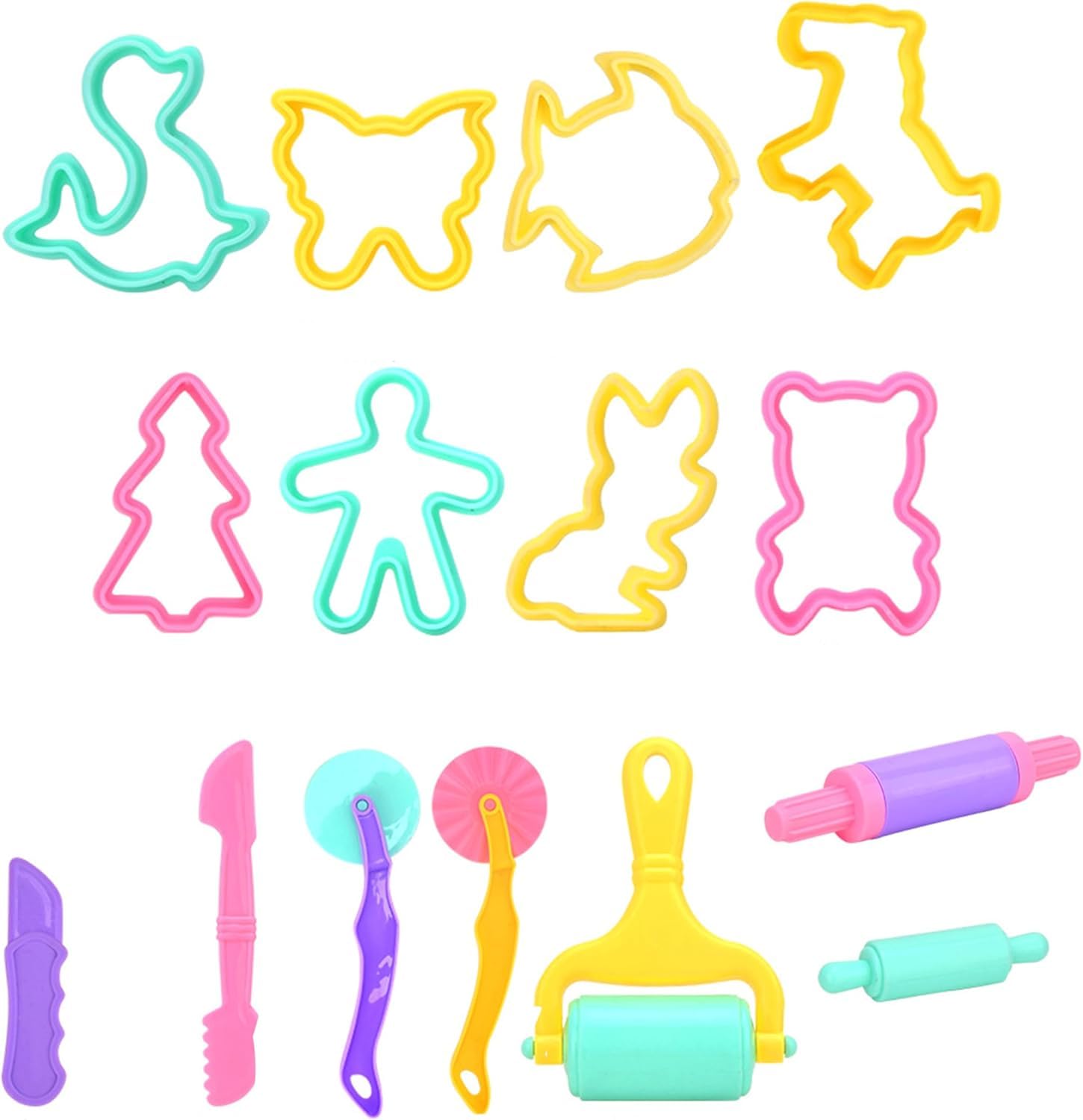 15Pcs Playdough Accessories,DIY Clay Dough Modelling Tools,Play Dough Tools Set Rollers Cutters Clay Roller and Modeling,Playdough Cutters for Kids,for Preschool Learning Creation Educational Toy