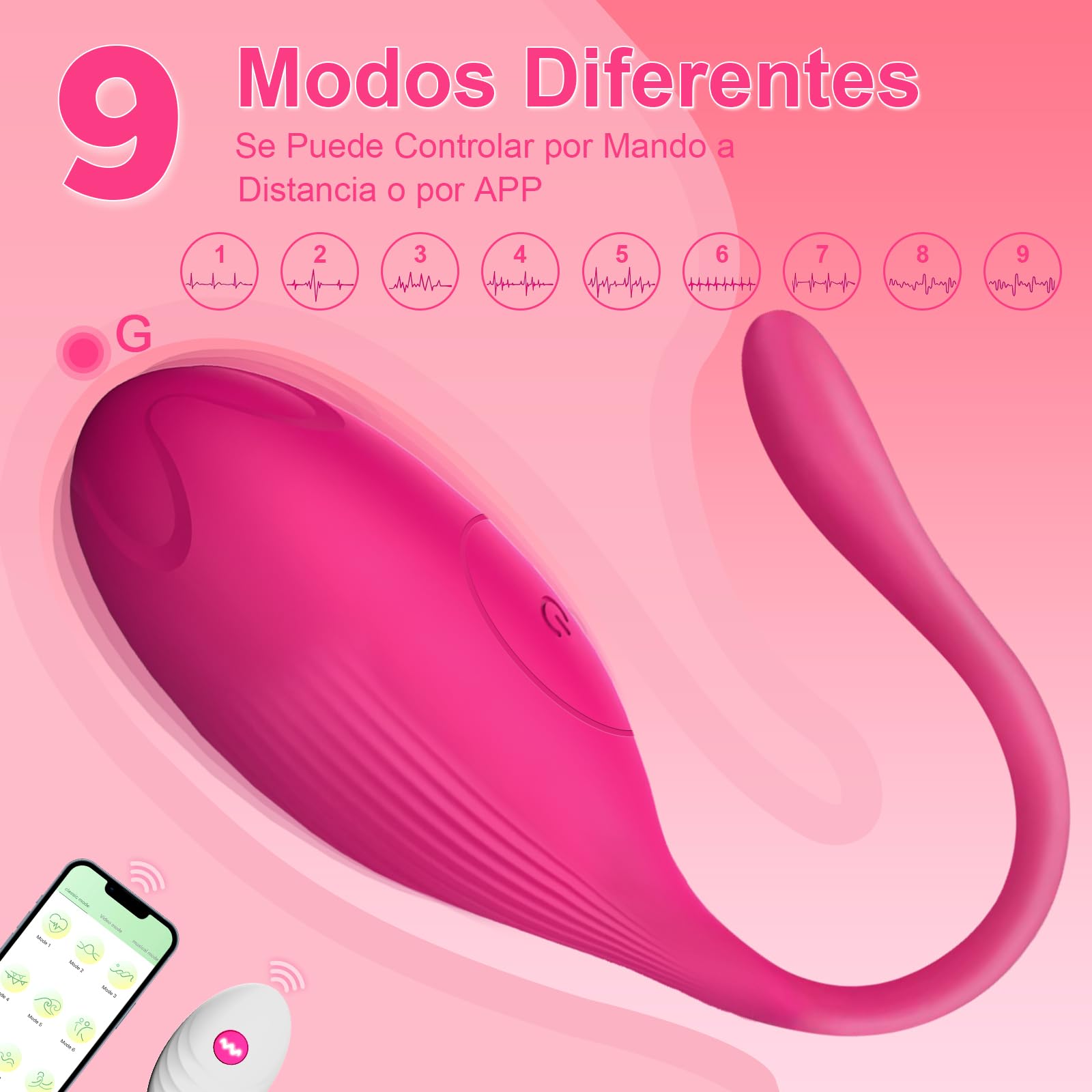 Vibradorador Mujer Juguetes Eróticos para Pareja Sexuales con APP 9 Modos Vibrador Mando Distancia Juguetes Sexuales Vibradores Consoladores Control Remoto Bolas Chinas Vibradorador Clítoris