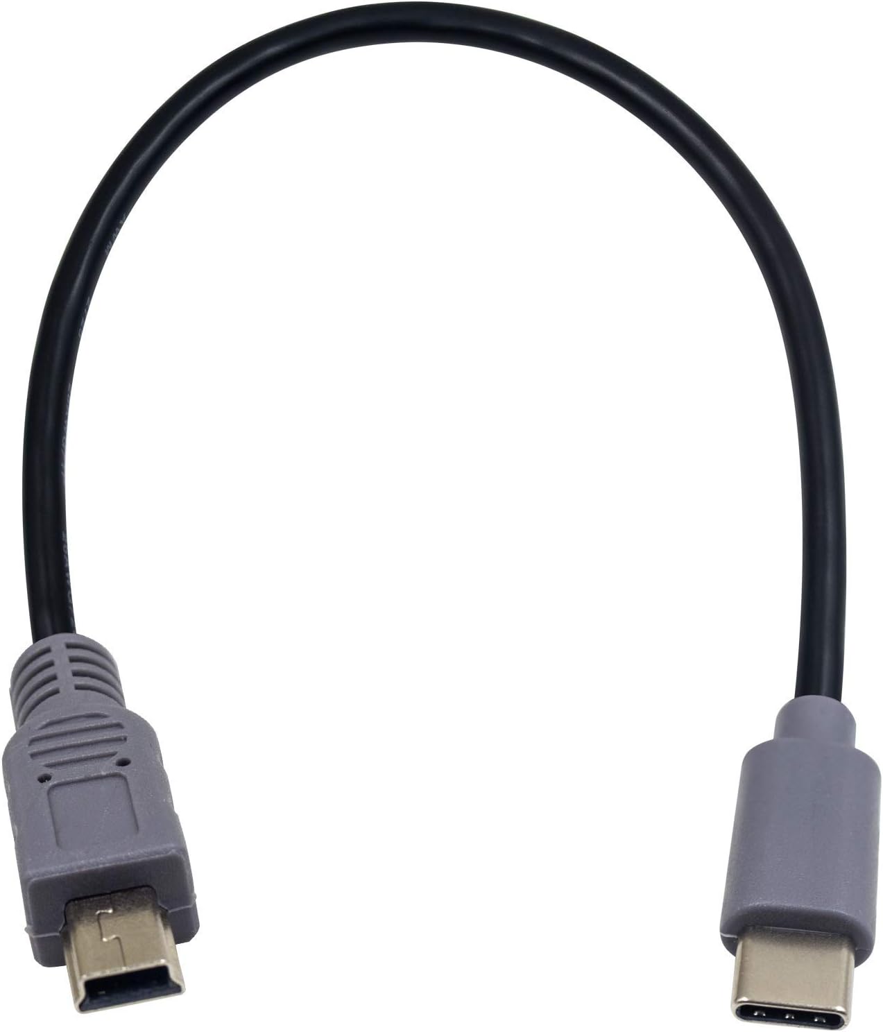Duttek Type C (USB C) Male to Mini USB 5-Pin Male On-the-go Data Convertor Adapter OTG Cable for Macbook, iMac Pro, Chromebook Pixel(Grey & Black) (10 inch/25 cm)