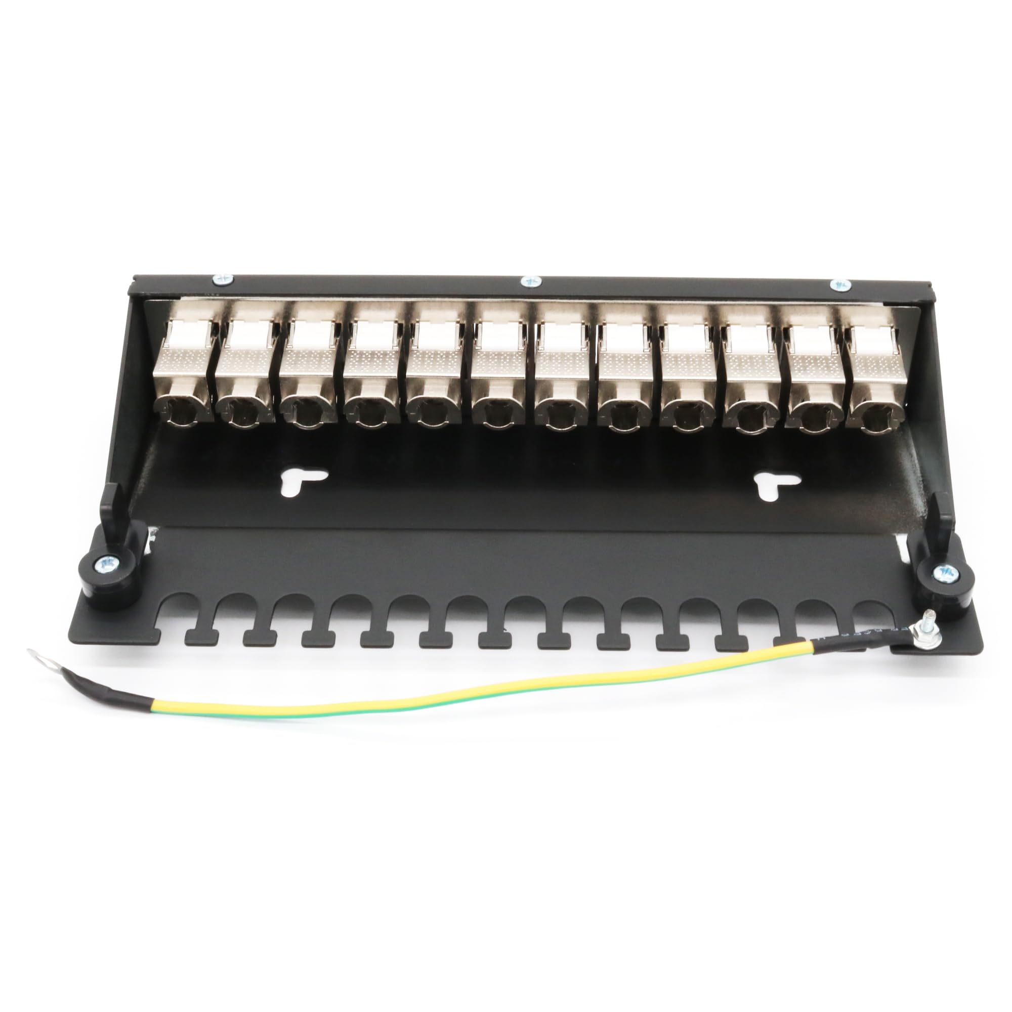 ARLI Patchpanel Cat8 inkl. 12x Keystone Cat8.1 Module – 12-Port Patchfeld Gehäuse Schwarz – Einfache Snap-In Montage – 1HE – Inkl. Kabelbinder & Montagematerial