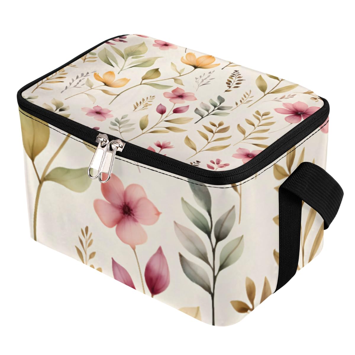 GzLeyigou Lunch Bags for Women Men 9 Cans,Plant Leaves Hot & Cold Food Delivery Bag Insulated Grocery Bag Insulated Lunch Box Floret Cooler Bag for Office Work Picnic Beach