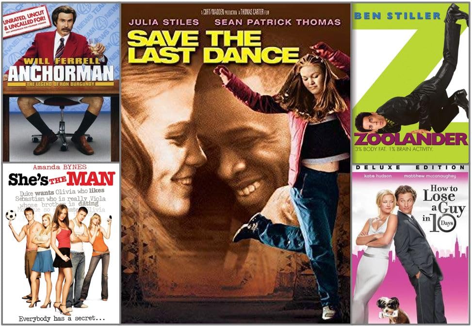 Save the Last Dance [DVD] Starring Julia Stiles, Sean Patrick Thomas with 4 Bonus Movies: Anchorman / Zoolander / She’s the Man / How to Lose a Guy in 10 Days