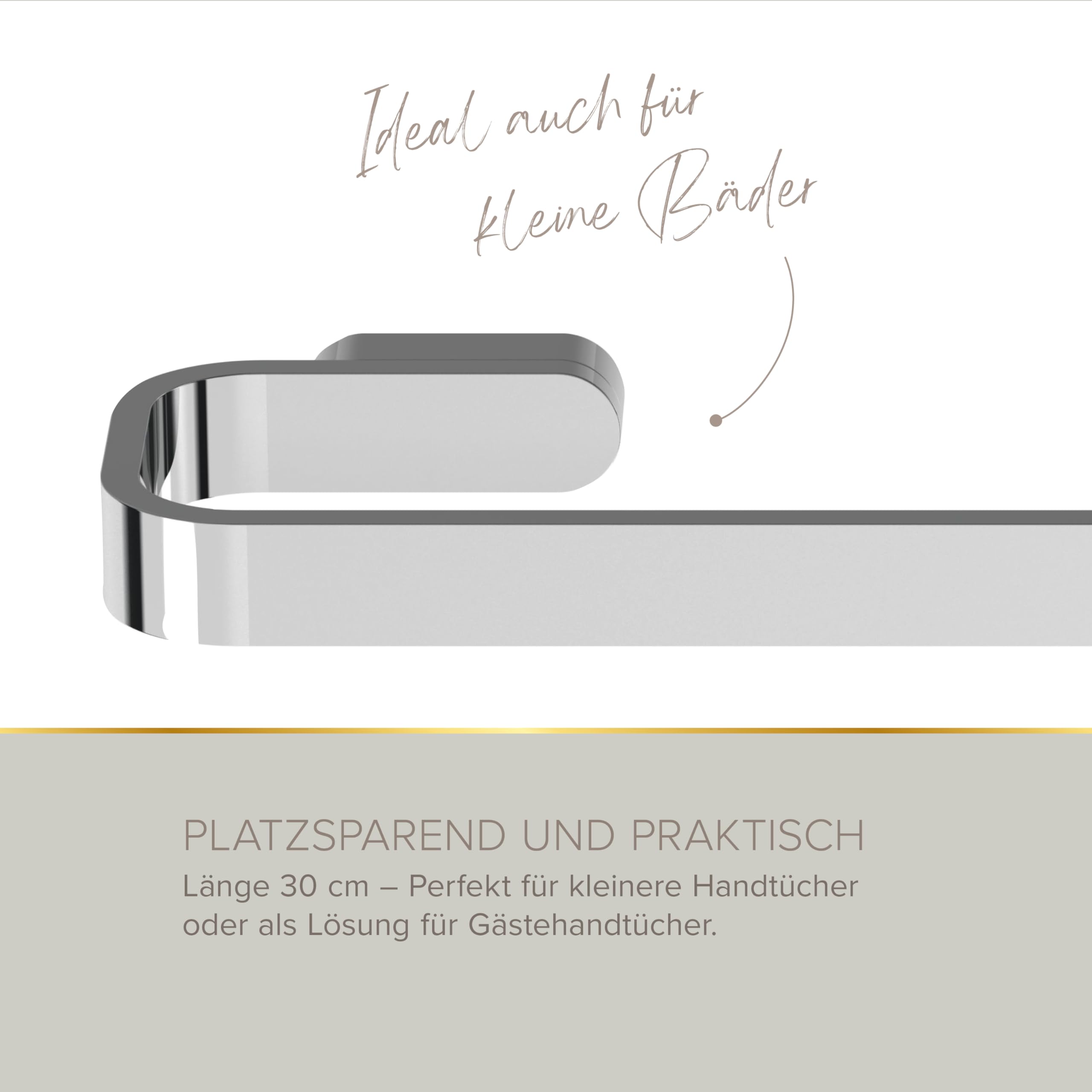 Lenz Handtuchhalter Aura in Chrom – Länge 30 cm, Ideal in Gäste-WCs