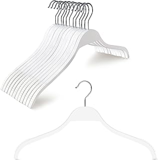 TOPIA HANGER Slim Wooden Hangers with Extra Soft Non-Slip Rubber Grips, 10-Pack High-Grade Fashion Hanger No Shoulder Bump for Sweater, Camisole, Jacket, Dress, Coat -CT15W