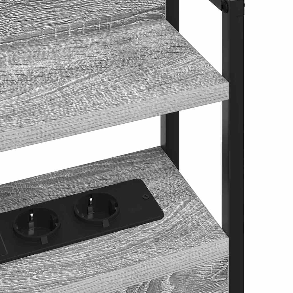 Espacio de almacenamiento cabecero cama gris Sonoma 100 cm de ancho de madera con LED y enchufe múltiple diseño moderno para jóvenes y adultos dormitorio