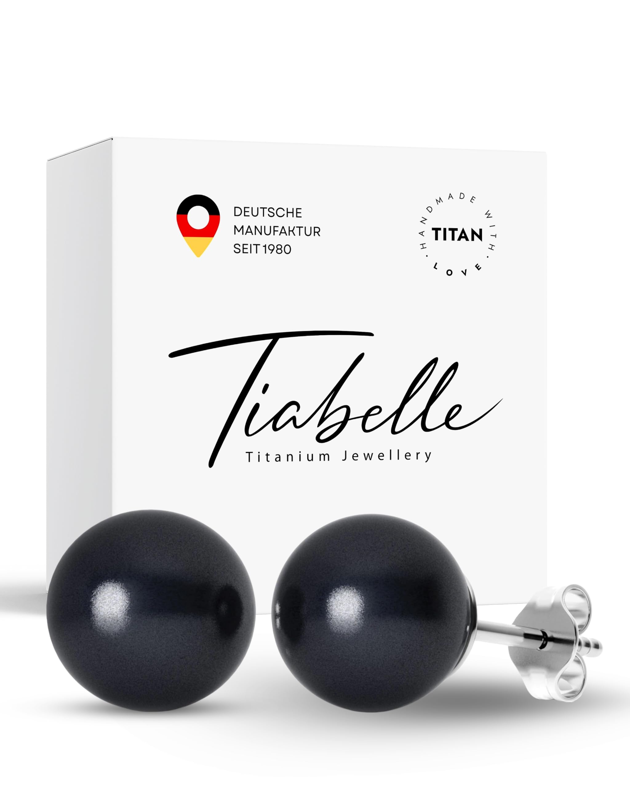 TIABELLE – Ohrstecker CRYSTAL PEARL aus Titan mit glänzenden Swarovski® Perlen – Perlenohrringe für Damen – allergenfrei & hautverträglich – Handmade in Germany