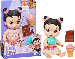 Baby Alive Sweet Snacks Katie Kat, boneca em plástico com acessórios de guloseimas mágicas, brinquedo infantil interativo para crianças acima de 3 anos