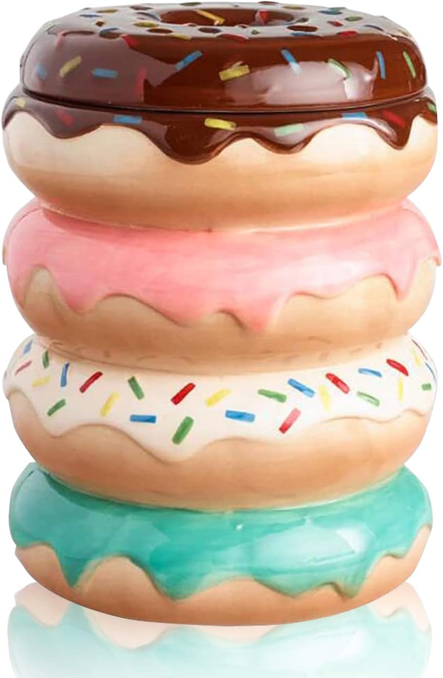 Colorful Donut Cookie Jar with Lid