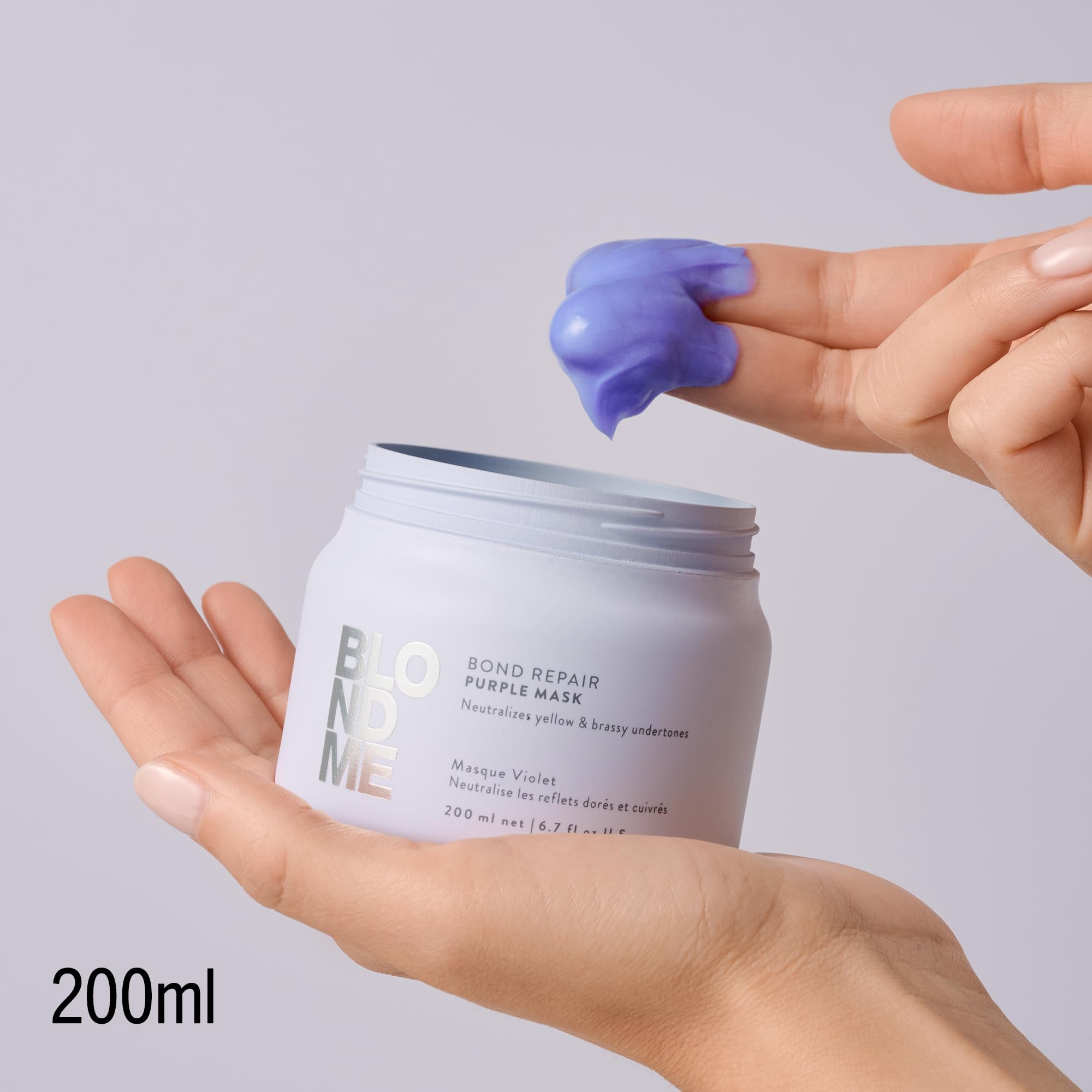 Schwarzkopf Professional BLONDME Bond Repair Purple Mask Hair Treatment Neutralizing Yellow Undertones For Colored Lighthened Bleached Hair Deeply Nourishing And Strengthening 200 ml - Image 2