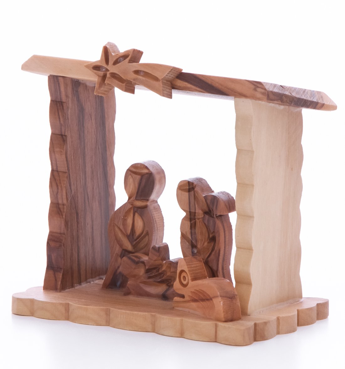 Zuluf Olive Wood Carved Nativity Scene | 7.2 Cm / 2.9 Inches | Wooden Nativity Set with Jerusalem Certificate NAT030 | Handmade Holy Land Gift | Ideal for Religious Christmas Decorations & Gifts