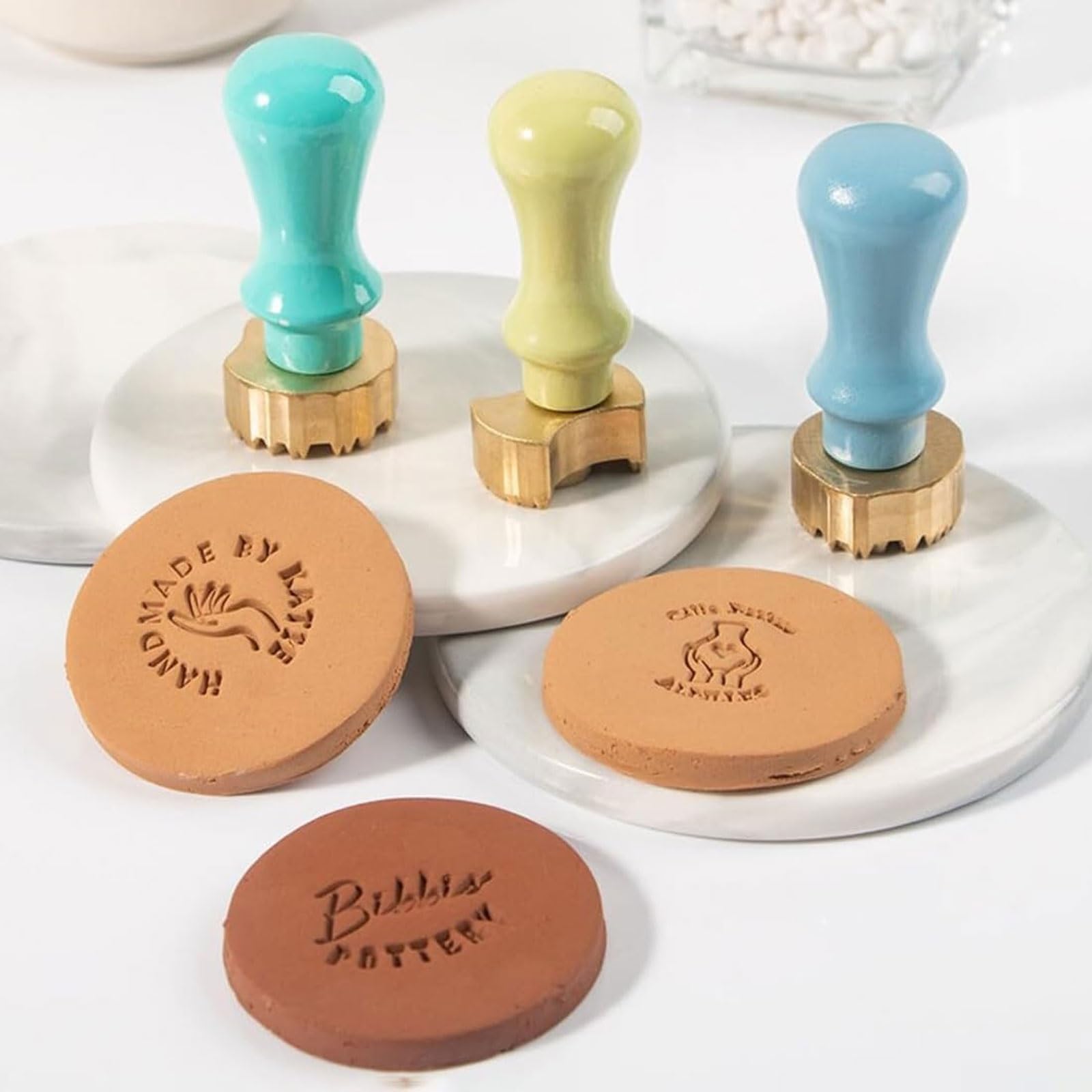 Timbro in ceramica personalizzato, timbro in argilla con firma e logo personalizzati, timbro in ceramica e sapone con il tuo design, strumento in ottone Timbri con firma(2 inches)