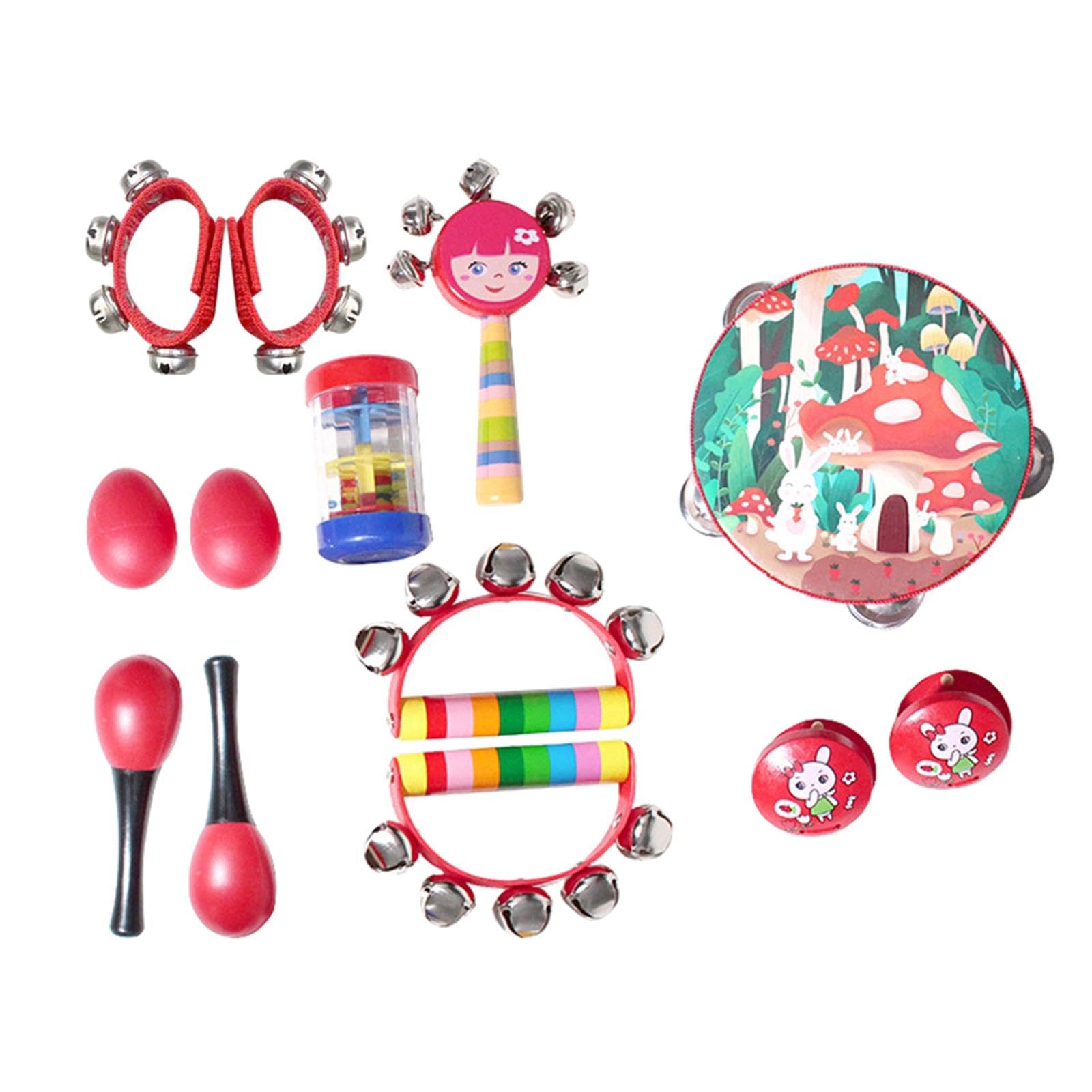 13 pezzi strumenti a percussione in legno set musica per neonati bambini rosso 13 pezzi set