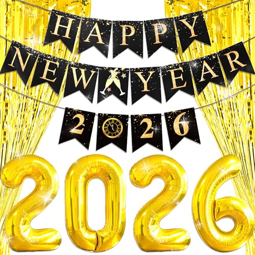 BACH AND BOOZY feliz ano novo cartaz brindis 2026 balões fundo grinalda bandeiras noite ano ano sinal acessórios festa cortina brilhante