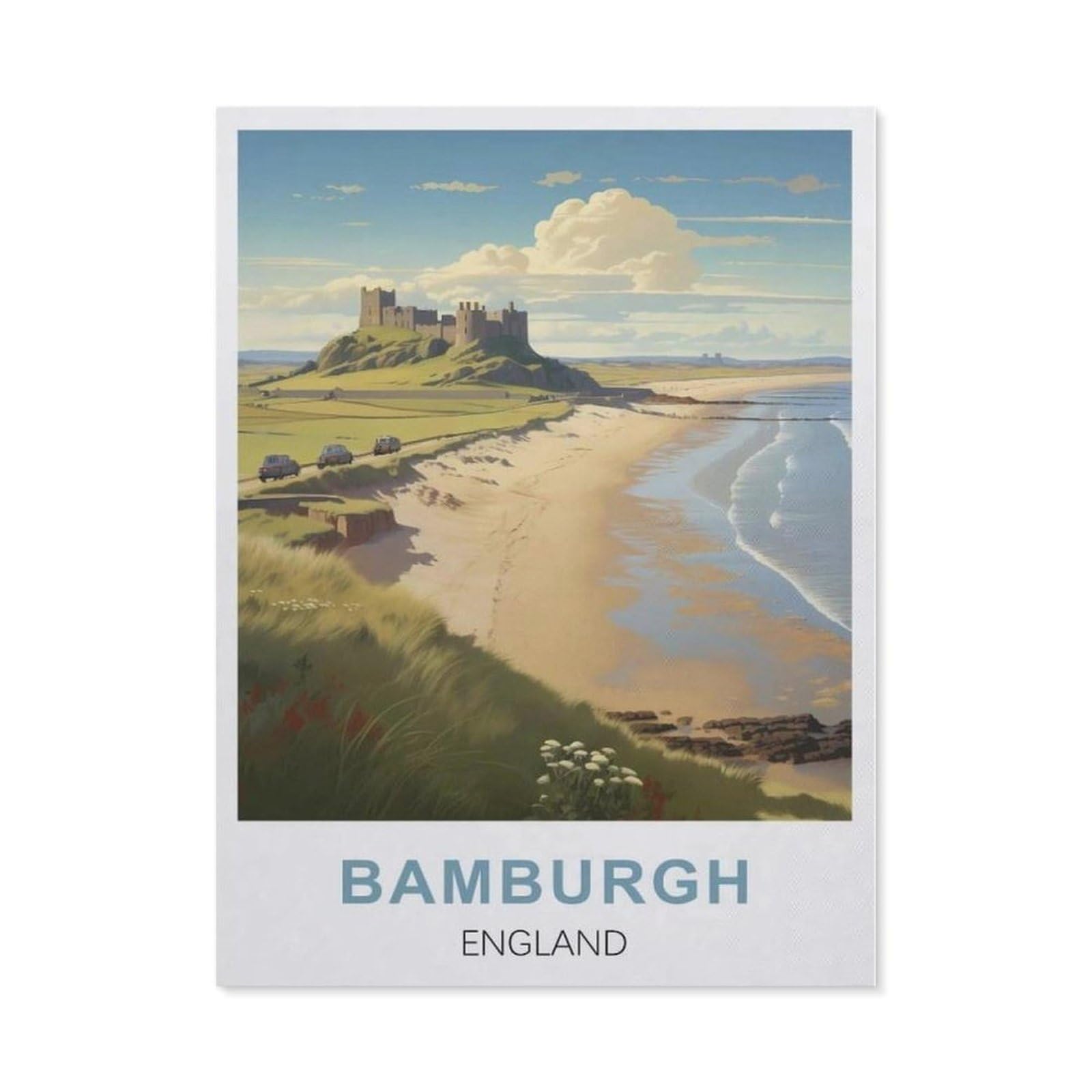 BEAYODKP DIY Diamond Painting，Bamburgh England（50 x 60 cm）