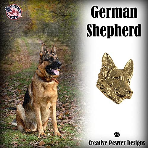 German Shepherd Dog Pin, Gold Plated, DG084, 1 1/4 Inches, Handmade in the USA, German Shepherd Dog Gift, Realistic Dog, Metal, Lapel Pin, Hat Pins, Brooch, Gift, Over 90 Dog Breeds Available4