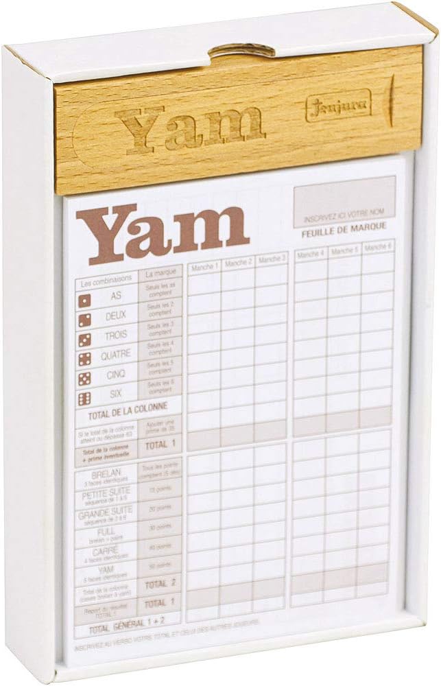 JeujuraJ8195 Game in Wooden Box and Yam's Paper Pad, Multi-Color