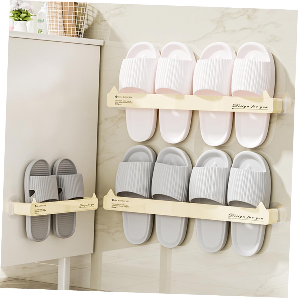 2pcs Slipper Storage Rack Organizer No Drilling Wall Mounted ABS