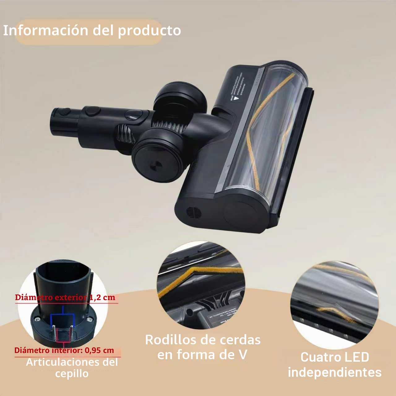 Recambios Cepillo Motorizado Compatible para Dreame R20 T20 T30 R30 V12 V12 Pro T20 Pro V11SE R10 aspiradora, con luz LED, Cepillo Cabezal de turbina para Moquetas y Suelos Duros