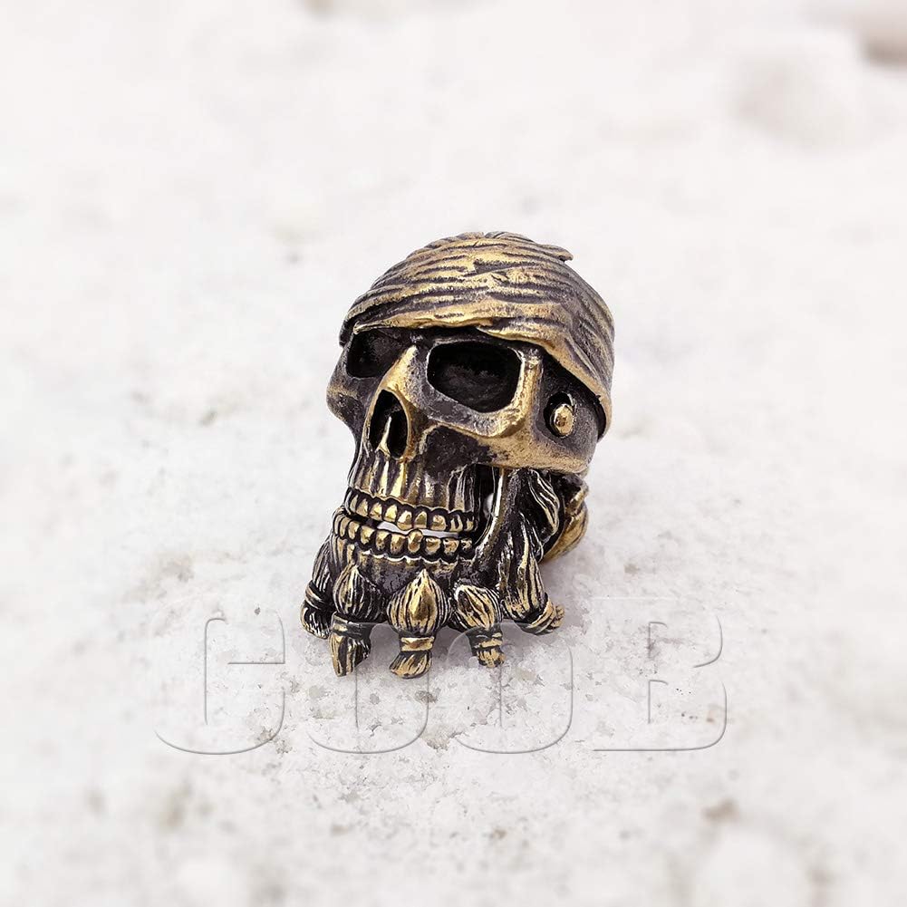 CooB 1Pcs/Lot EDC Paracord Bead, Pendant, Knife Lanyard Bead BlackBeard Pirate Skull. Hand-Casted Metal Paracord Beads Pendants for Custom Knives Lanyards