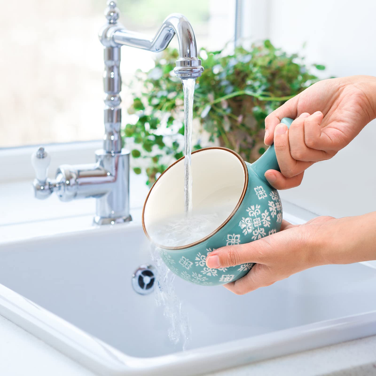Lot De 4 Bols à Soupe En Porcelaine 650 Ml – Avec Poignées, Micro-ondes Et Lave-vaisselle