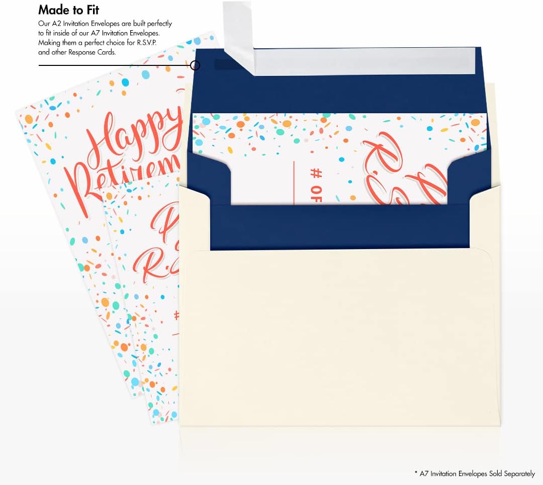 LUXPaper A2 Invitation Envelopes | Peel & Press | 4 3/8" x 5 3/4" | Navy Blue | 80lb. Text | 250 Qty