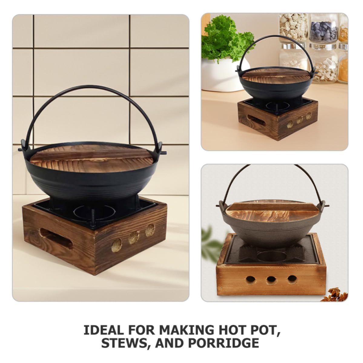 Olla Caliente de Hierro Fundido, Olla de Salsa de Hierro Fundido, con Tapa, Juego, para Acampar al Aire Libre y Reuniones con Compañeros