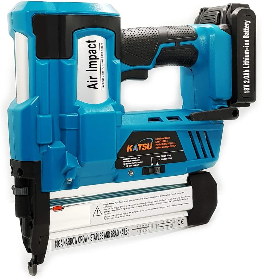 KATSU Industriell sladdlös spikpistol 18 V med 2,0 Ah batteri