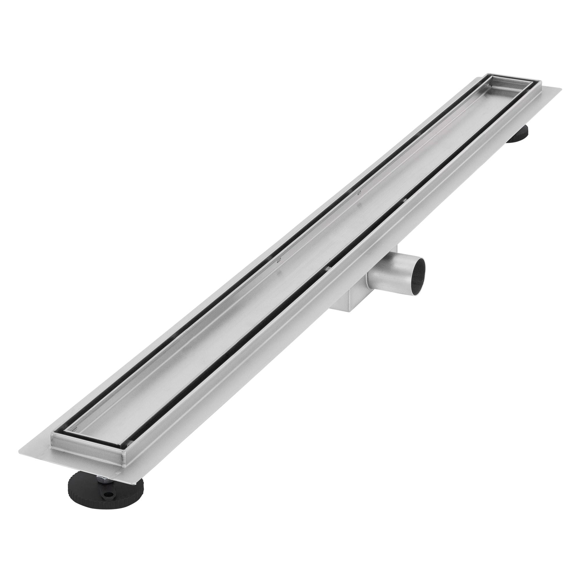 LuxeBath Duschrinne 90cm 2in1 – befliesbar, extra flach, Edelstahl, Silber