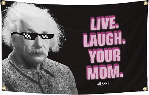 Banderas divertidas para habitación de bandera Live Laugh Your Mom de 3 x 5 pies, tapiz genial para decoración de pared de cueva de hombre con