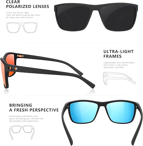 Miniatura 3 de Square Polarized Sunglasses for Men and Women Lightweight Frame Sun Glasses with UV Protection