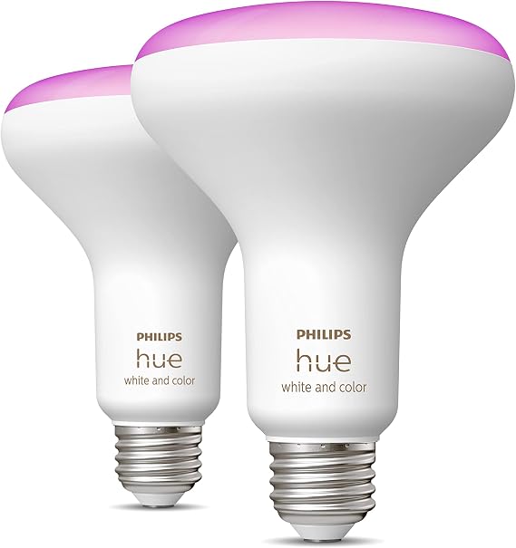 Philips Hue (1) Black Tap Dial Light Switch with (2) Smart 85W BR30 LED Bulb, White and Color Ambiance Color-Changing Light, 1200LM, E26 - Requires Bridge - Control with Hue App or Voice Assistant