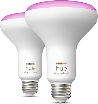 Philips Hue (1) Black Tap Dial Light Switch with (2) Smart 85W BR30 LED Bulb, White and Color Ambiance Color-Changing Light, 1200LM, E26 - Requires Bridge - Control with Hue App or Voice Assistant
