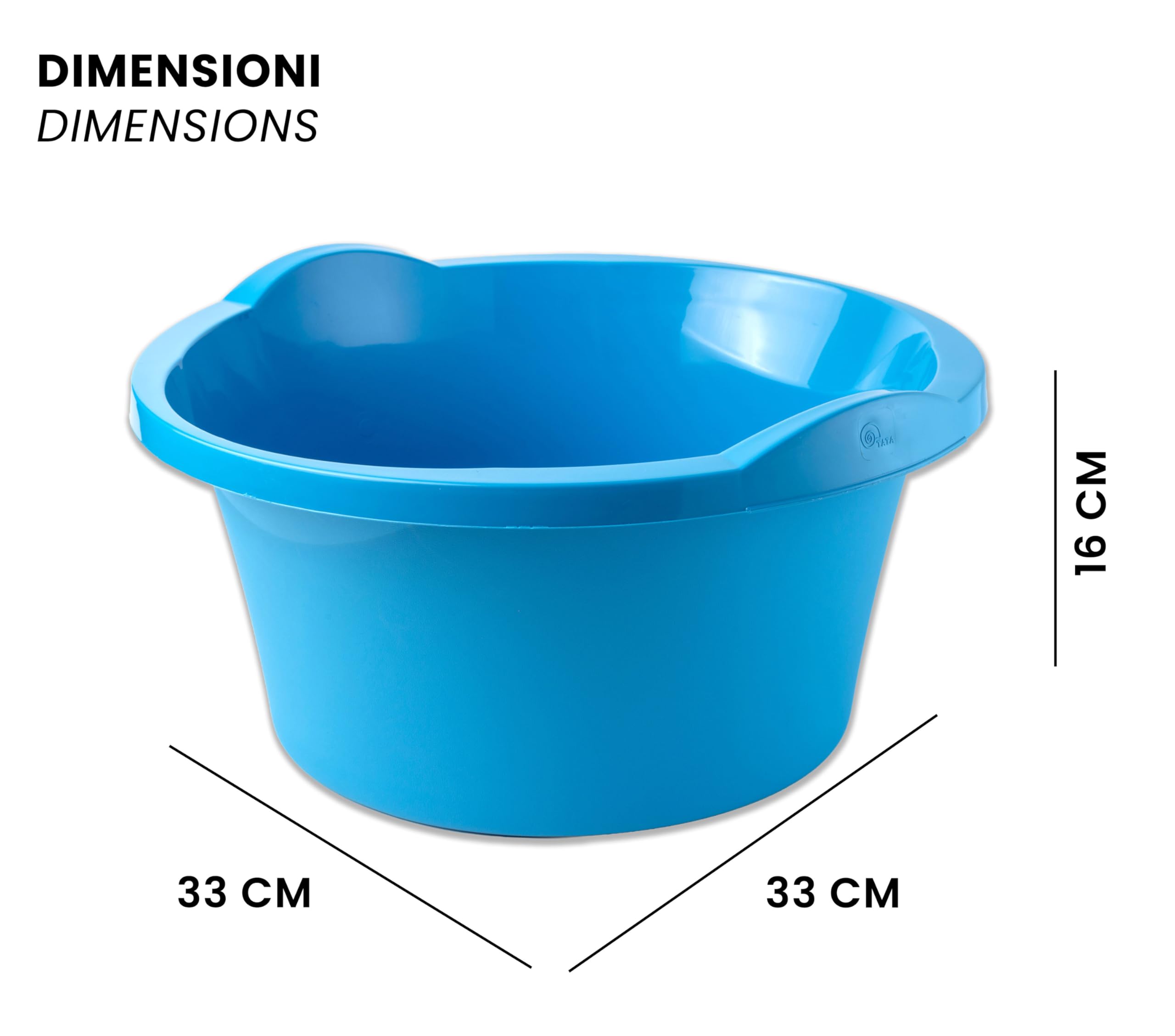 IPEA Bacinella Tonda in Plastica Multiuso 7L - SUPER SOLIDA - Made in Italy - 36x36 x16cm - Vaschetta per Lavare Casa, Vestiti, Bucato, Piatti - Bacinella Rotonda Plastica Dura - Uso Interno Esterno