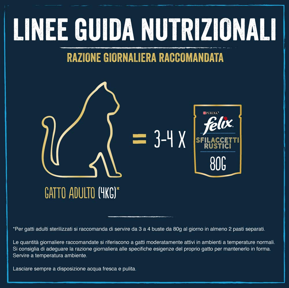 Felix Rustic Fish Selection Wilgotny Kot z tuńczykiem, Łosoś - 48 kopert 80 g Każda (12 opakowań 4 x 80 g) - 4460 g