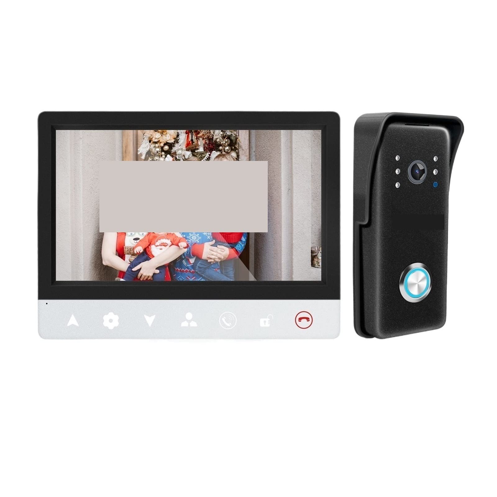 Videocitofono, di videocitofono cablato TFT da 7 Pollici con Supporto Telecamera 1000TVL Registrazione/Istantanea Campanello Supporto Solo 1 Monitor(Built-in power-64G)
