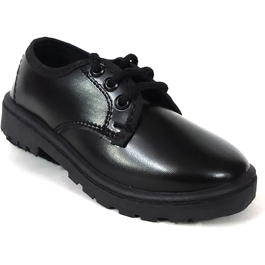 Boys Black Formal Derby Lace Shoes