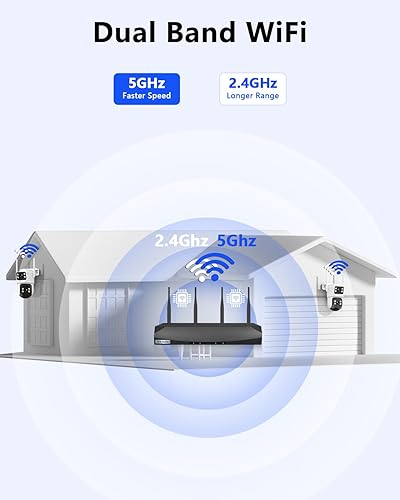 Miniatura 6 de Audio de 2 vías y visión de 360 Cámaras de seguridad PTZ de 4MP inalámbricas para exteriores, sistema de cámara de seguridad WiFi para el hogar,