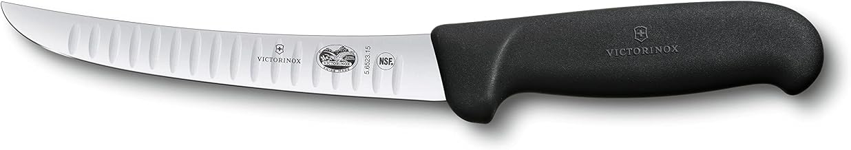 Victorinox Fibrox 6-inch Boning Knife with Granton Edge Blade, Black