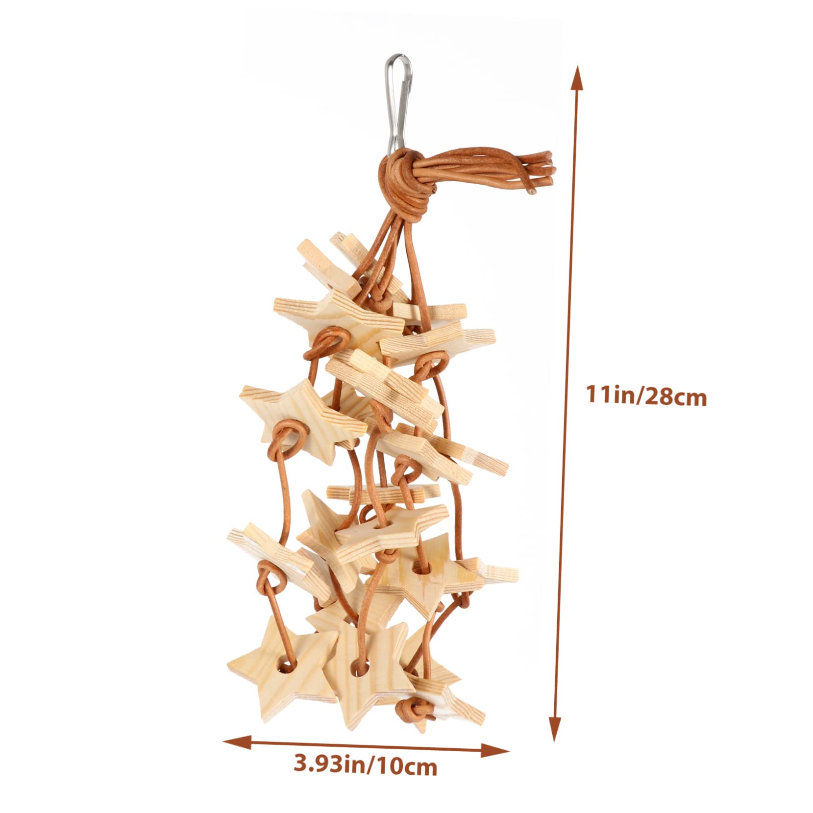 SUPVOX Bird Chewing Toy Wooden Parrot Toy Star Shape Teeth Grinding Bird Cage Accessory