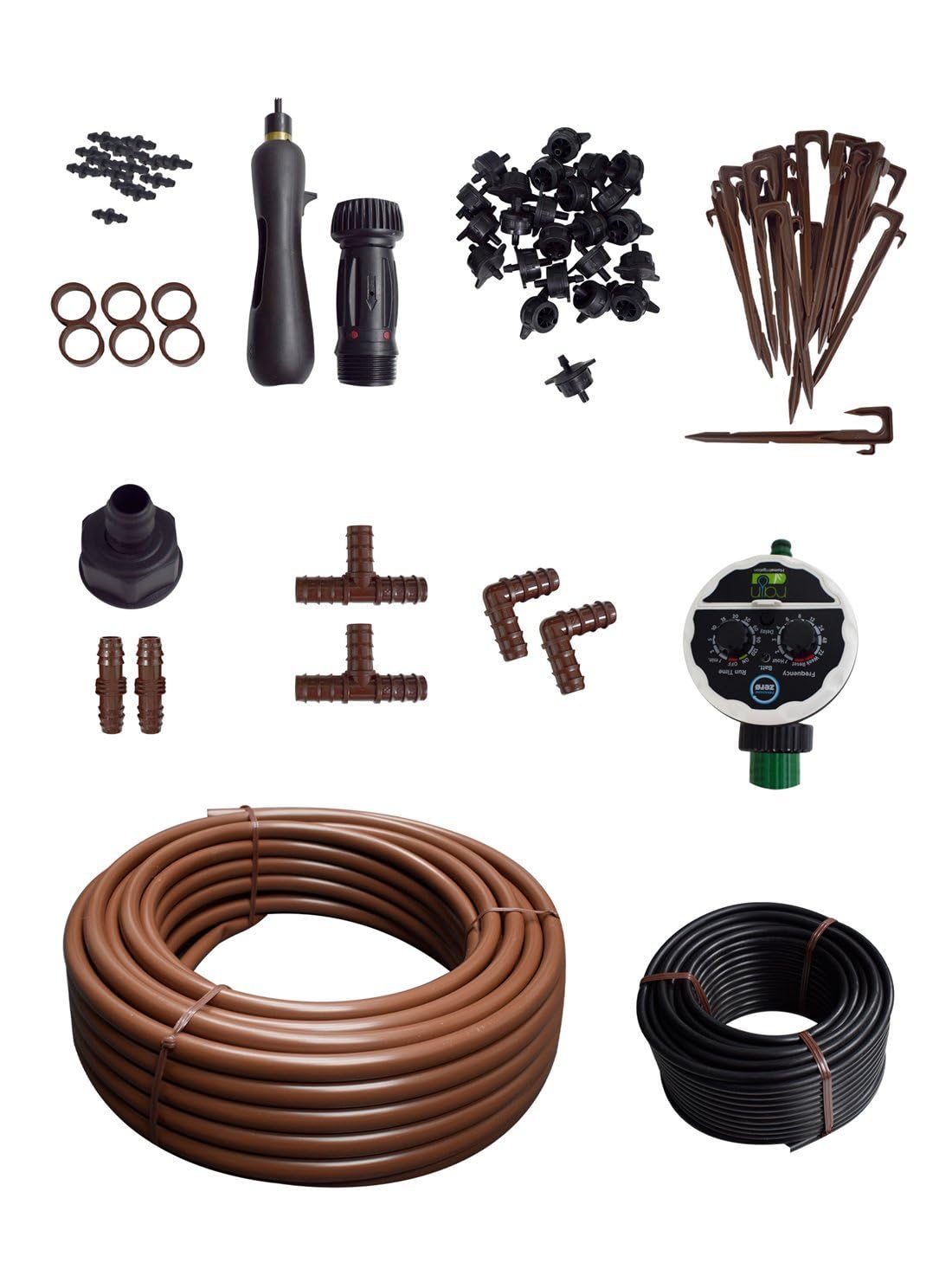 JARDIN202 - Kit de Riego por Goteo con o sin Programador | Completo para Jardín y Huerto | Con programador -