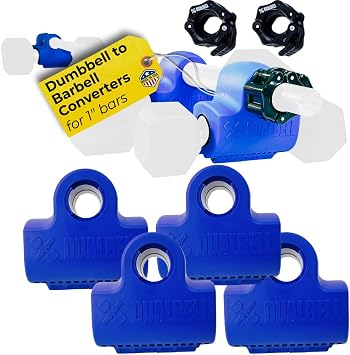 Dumbbells to Barbell Converters- Quick Setup Dumbbell Connectors, 500lb Capacity Barbell Adapters, Secure Fit, Quick Setup, Fits 1 Bars, Home Gym Equipment, 2 Pairs w/Black Weight Collar