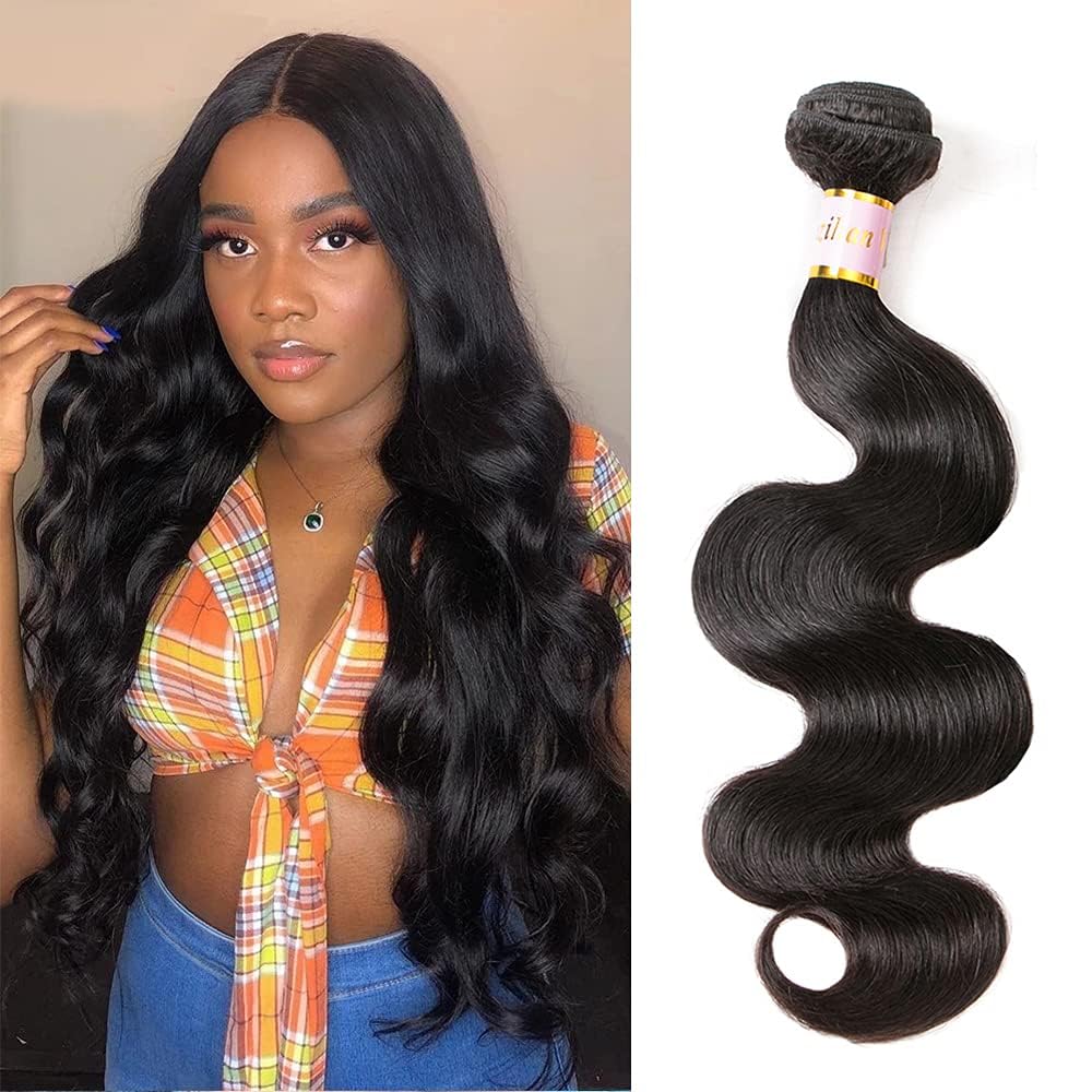 Tinall Body Wave Bundles Human Hair 12A Brazilian Human Hair For Black Woman 1 Bundles 24 Inch Human Hair Bundles 100% Unprocessed Virgin Human Hair Natural Color Hair Bundles